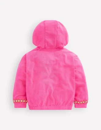 Relaxed Towelling Hoodie Pink Embroidered