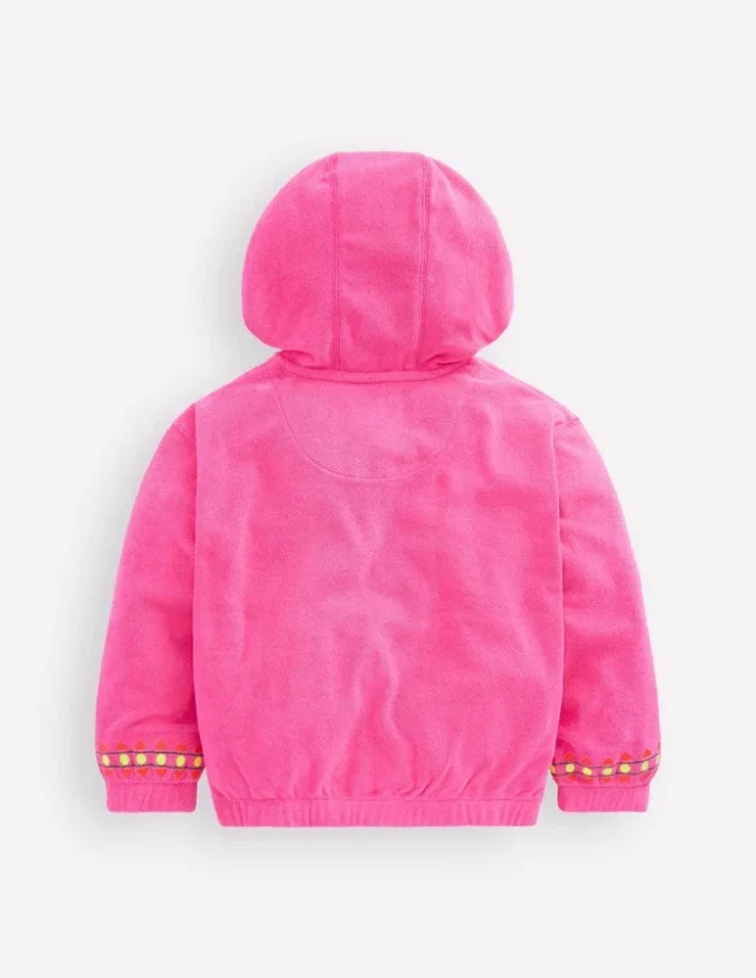 Relaxed Towelling Hoodie Pink Embroidered