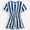 Relaxed Towelling Playsuit Denim Blue Stripe Relaxed Towelling Playsuit Denim Blue Stripe