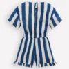Relaxed Towelling Playsuit Denim Blue Stripe Relaxed Towelling Playsuit Denim Blue Stripe