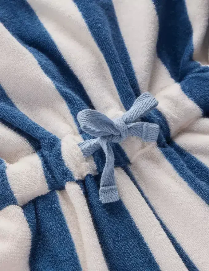Relaxed Towelling Playsuit Denim Blue Stripe Relaxed Towelling Playsuit Denim Blue Stripe