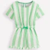 Relaxed Towelling Playsuit Pale Green Stripe