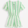 Relaxed Towelling Playsuit Pale Green Stripe