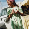 Relaxed Towelling Playsuit Pale Green Stripe