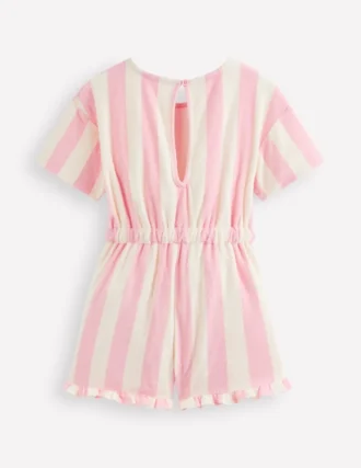 Relaxed Towelling Playsuit Spring Blossom Pink Stripe