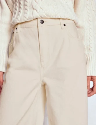 Relaxed Wide Leg Jeans Ecru