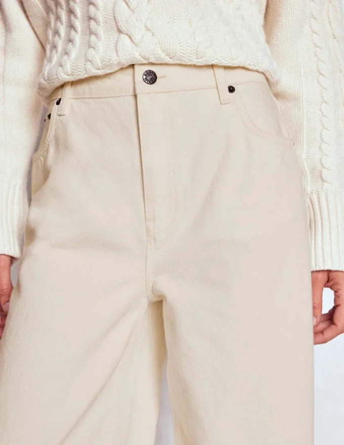 Relaxed Wide Leg Jeans Ecru Relaxed Wide Leg Jeans Ecru