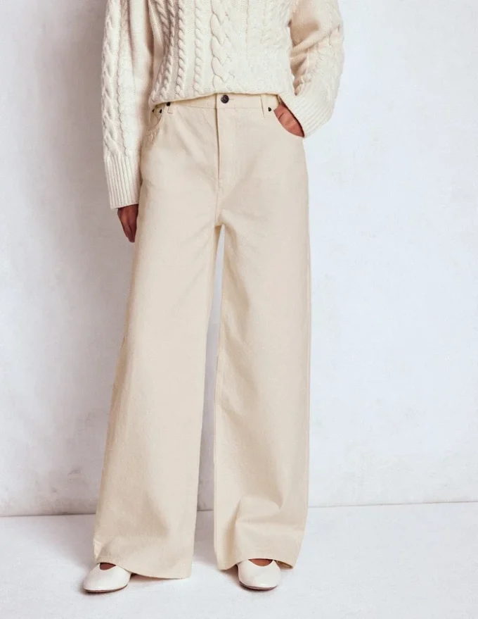 Relaxed Wide Leg Jeans Ecru Relaxed Wide Leg Jeans Ecru