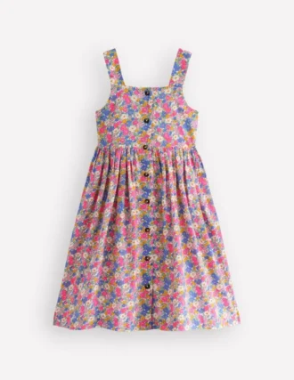 Remy Button Through Dress Pink Ditsy Floral