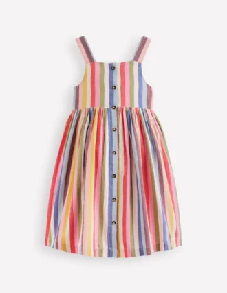 Remy Button Through Dress Pink/ Green Multistripe