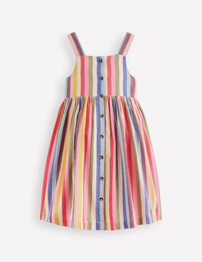 Remy Button Through Dress Pink/ Green Multistripe
