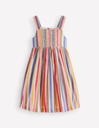 Remy Button Through Dress Pink/ Green Multistripe
