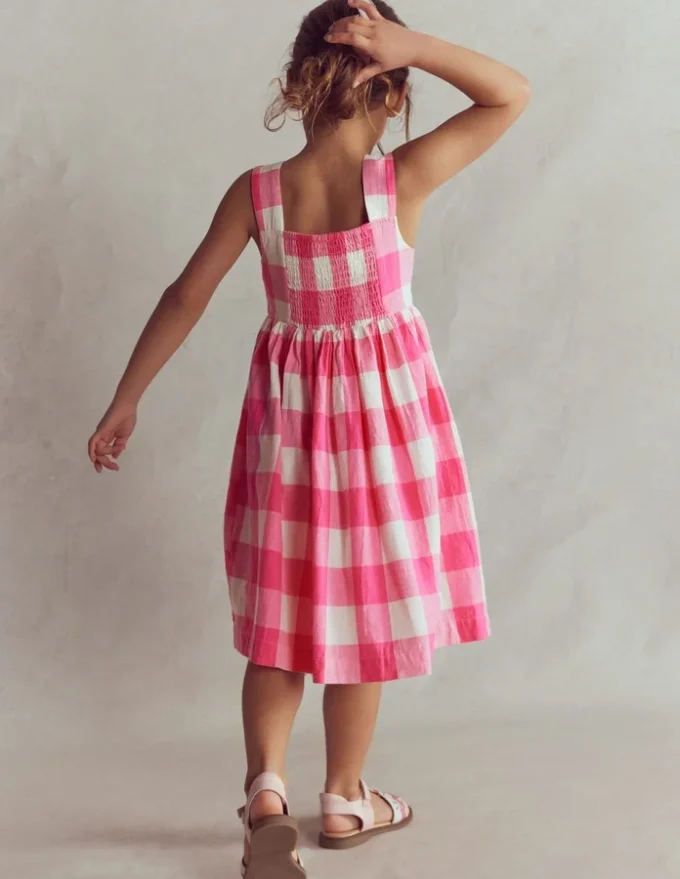 Remy Button Through Dress Pink Punch Gingham