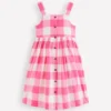 Remy Button Through Dress Pink Punch Gingham