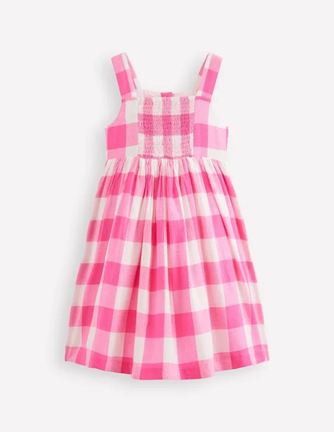 Remy Button Through Dress Pink Punch Gingham