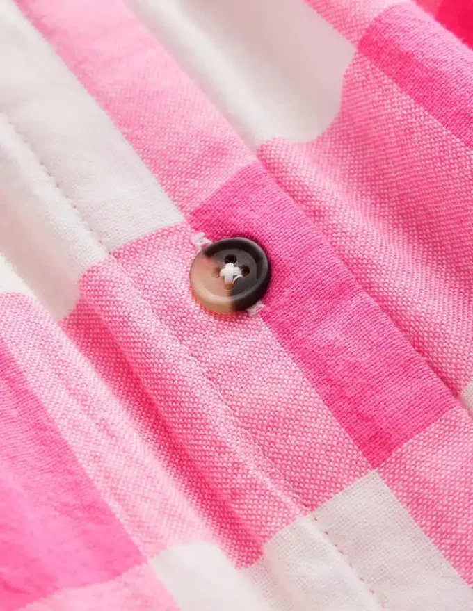 Remy Button Through Dress Pink Punch Gingham
