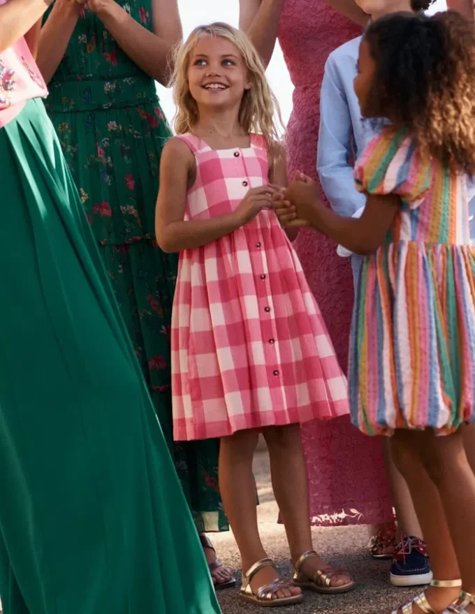 Remy Button Through Dress Pink Punch Gingham