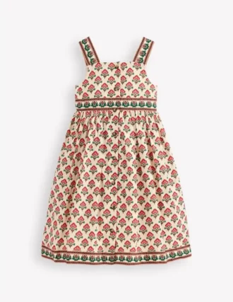 Remy Button Through Dress Woodblock Print