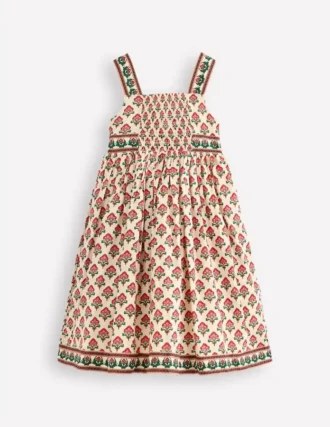 Remy Button Through Dress Woodblock Print