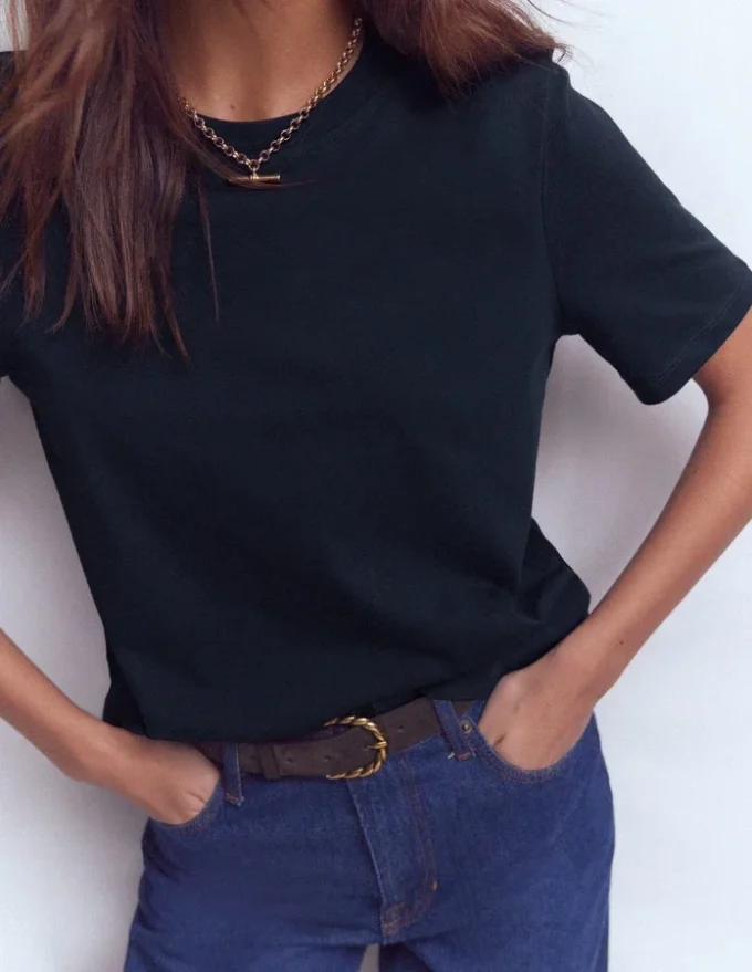 Ren Cotton Crew Neck T-shirt Navy Ren Cotton Crew Neck T-shirt Navy