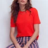 Ren Cotton Crew Neck T-shirt Red Ren Cotton Crew Neck T-shirt Red
