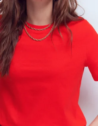 Ren Cotton Crew Neck T-shirt Red