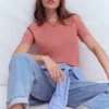 Ren Cotton Crew Neck T-shirt Vintage Rose