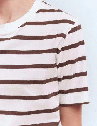 Ren Relaxed Cotton T-shirt Brown and Ivory Stripe