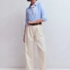 Ren Relaxed Cotton T-shirt Brown and Ivory Stripe Ren Relaxed Cotton T-shirt Brown and Ivory Stripe