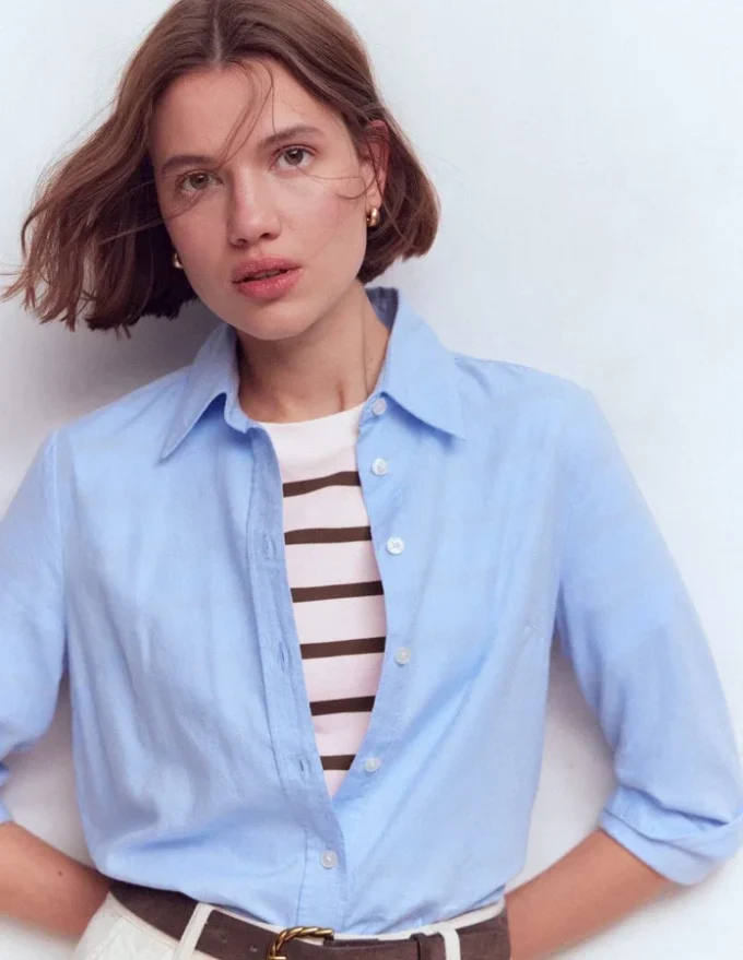 Ren Relaxed Cotton T-shirt Brown and Ivory Stripe Ren Relaxed Cotton T-shirt Brown and Ivory Stripe