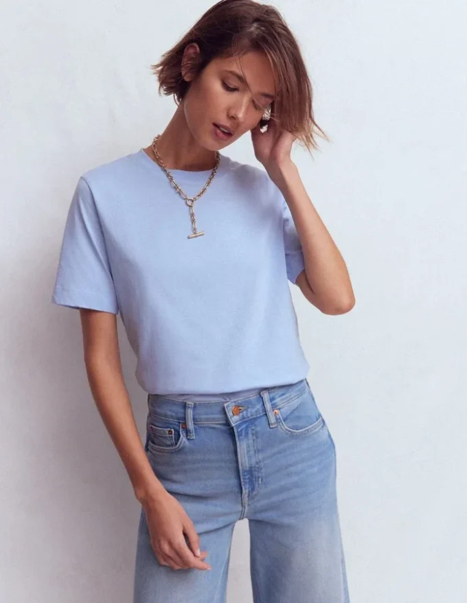 Ren Relaxed Cotton T-shirt Brunnera Blue Ren Relaxed Cotton T-shirt Brunnera Blue