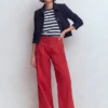 Ren Relaxed Cotton T-shirt Navy and Ivory Stripe Ren Relaxed Cotton T-shirt Navy and Ivory Stripe