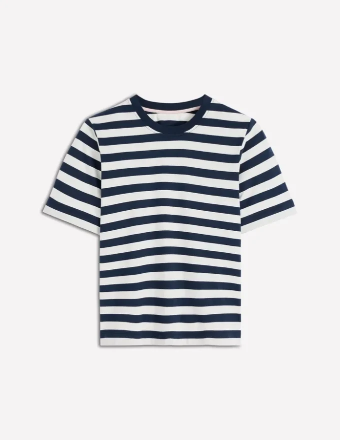 Ren Relaxed Cotton T-shirt Navy and Ivory Stripe Ren Relaxed Cotton T-shirt Navy and Ivory Stripe