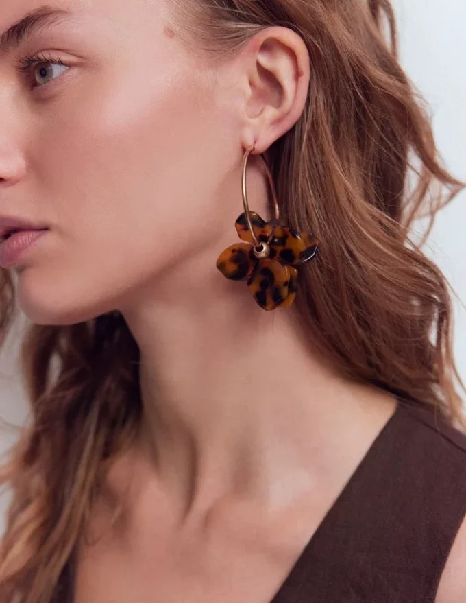 Resin Flower Hoops Brown Tort