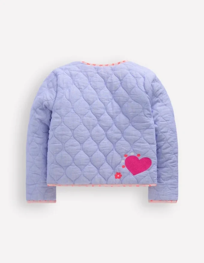 Reversible Quilted Jacket Blue Embroidery Reversible Quilted Jacket Blue Embroidery