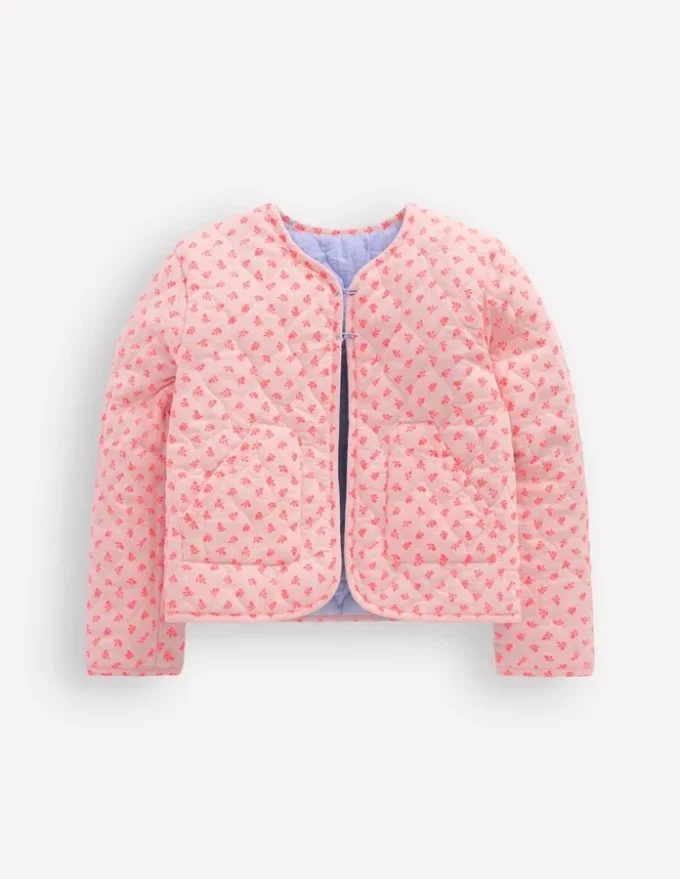 Reversible Quilted Jacket Blue Embroidery Reversible Quilted Jacket Blue Embroidery