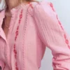 Rhea Trim Doublecloth Top Formica Pink Embroidery Rhea Trim Doublecloth Top Formica Pink Embroidery