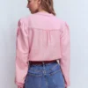Rhea Trim Doublecloth Top Formica Pink Embroidery Rhea Trim Doublecloth Top Formica Pink Embroidery