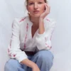 Rhea Trim Doublecloth Top White Cherry Blush Floral Rhea Trim Doublecloth Top White Cherry Blush Floral