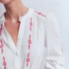 Rhea Trim Doublecloth Top White Cherry Blush Floral Rhea Trim Doublecloth Top White Cherry Blush Floral