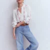Rhea Trim Doublecloth Top White Cherry Blush Floral Rhea Trim Doublecloth Top White Cherry Blush Floral