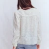 Rhea Trim Insert Broderie Top White Floral Broderie