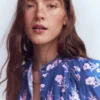 Rhea Trim Insert Cotton Top Blue, Blossomy Sprig