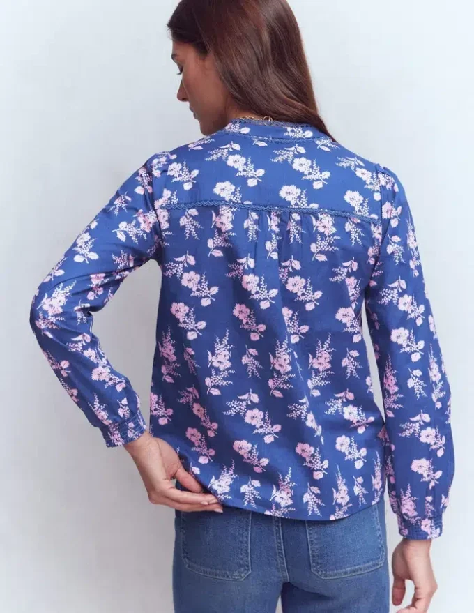 Rhea Trim Insert Cotton Top Blue, Blossomy Sprig