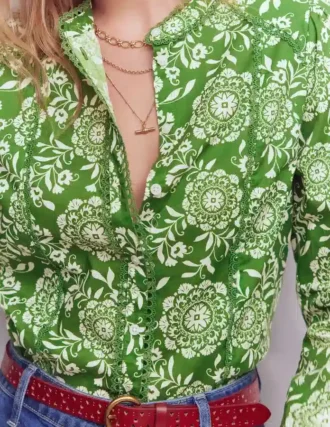 Rhea Trim Insert Cotton Top Green, Decorative Blossom