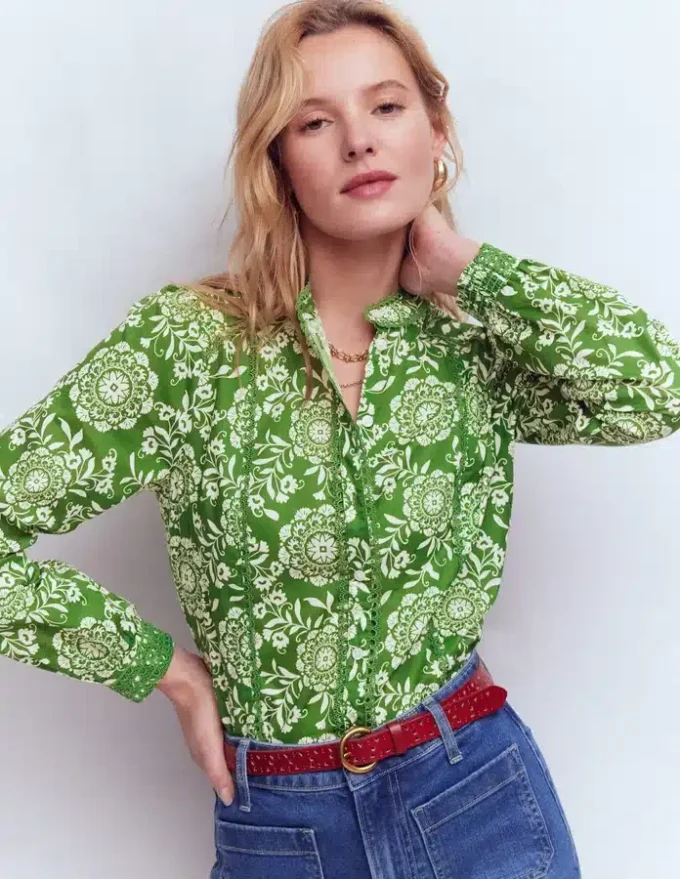 Rhea Trim Insert Cotton Top Green, Decorative Blossom