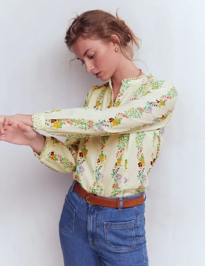Rhea Trim Insert Cotton Top Multi, Blossom Trail