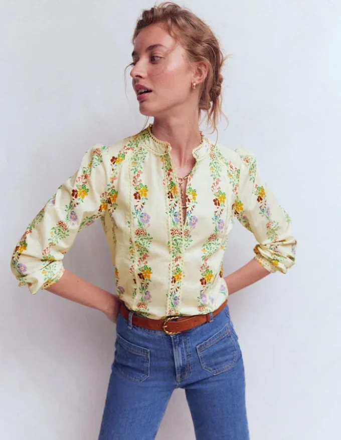 Rhea Trim Insert Cotton Top Multi, Blossom Trail
