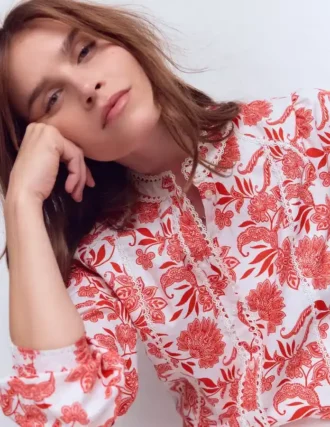 Rhea Trim Insert Cotton Top Pink, Elegant Blossom