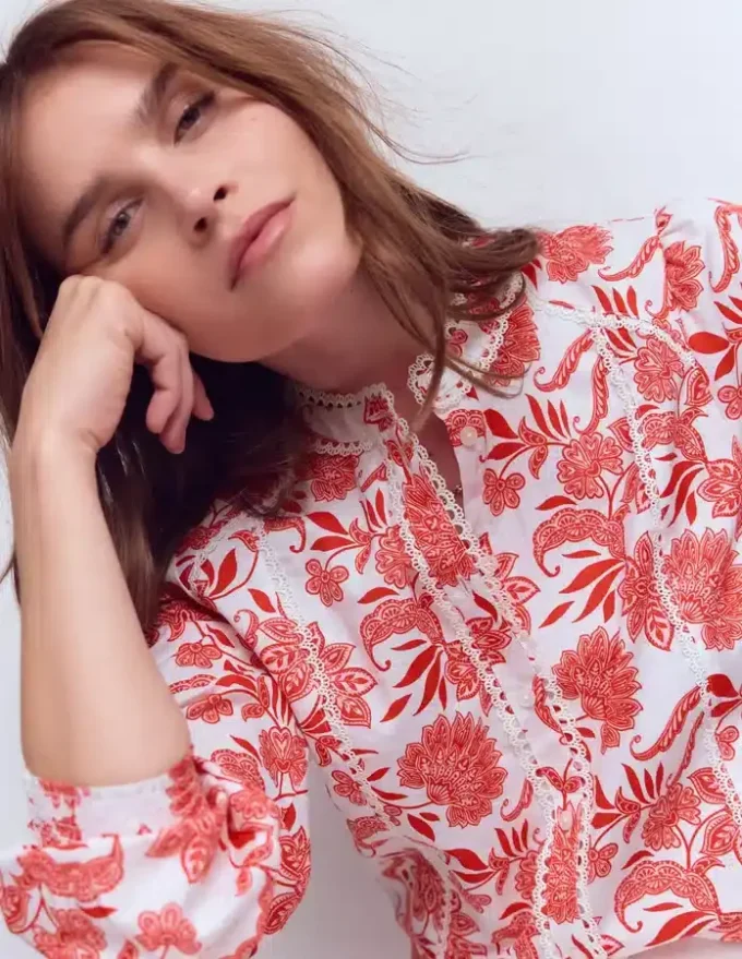 Rhea Trim Insert Cotton Top Pink, Elegant Blossom